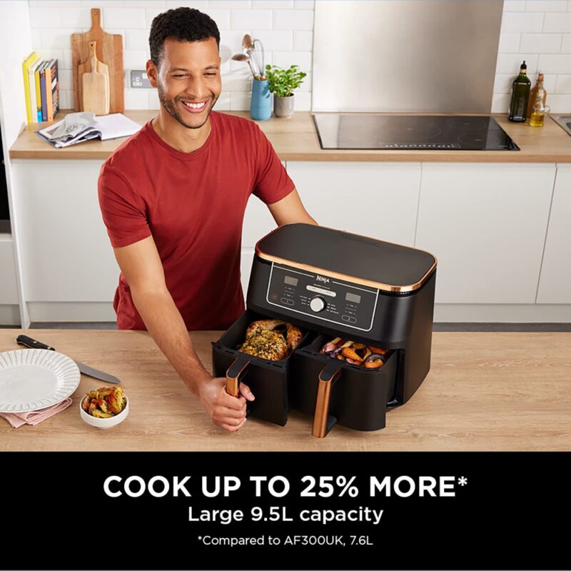 Ninja AF300UK Dual Zone Air Fryer - 7.6L, 2 Drawers, 6-in-1 Cooking, Energy Efficient, Oil-Free, Non-Stick, Dishwasher Safe, Black/Silver - Image 20