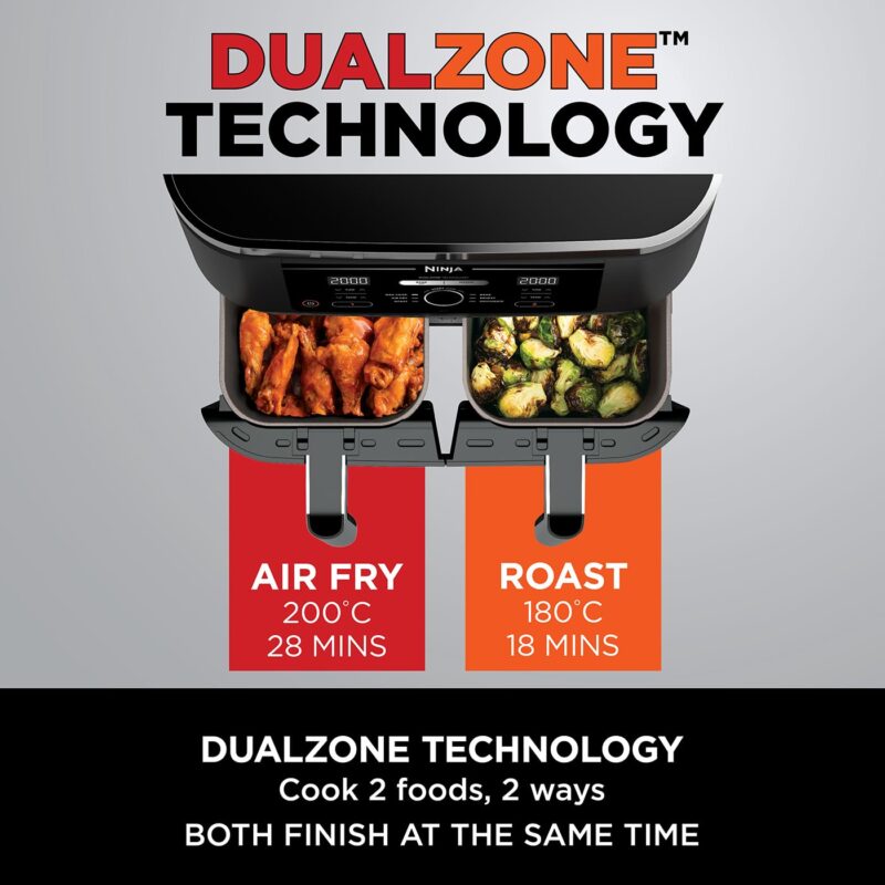 Ninja AF300UK Dual Zone Air Fryer - 7.6L, 2 Drawers, 6-in-1 Cooking, Energy Efficient, Oil-Free, Non-Stick, Dishwasher Safe, Black/Silver - Image 40