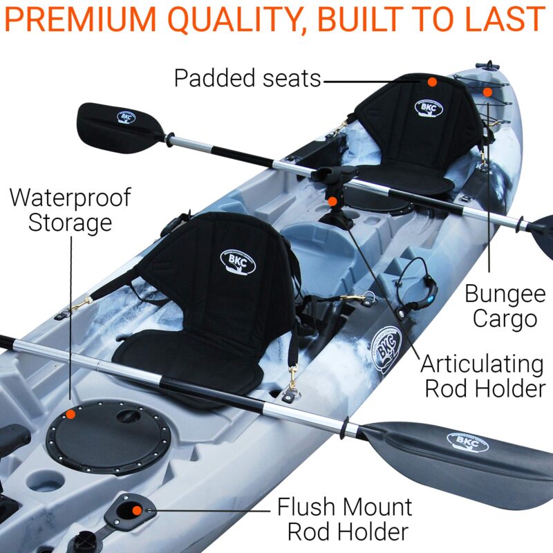 Brooklyn 12.5 Tandem 12 feet 8 inch Kayak W/Padded Seats, Paddles Included 2-3 Person Angler Kayak - Image 13